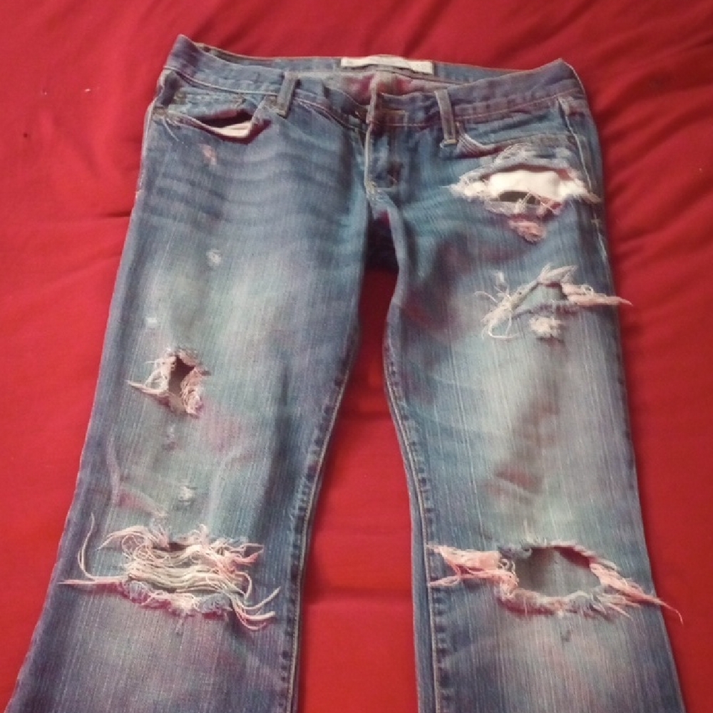Abercrombie & Fitch Ripped Blue Boyfriend Jeans
